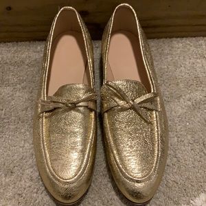 J. Crew Gold Loafers